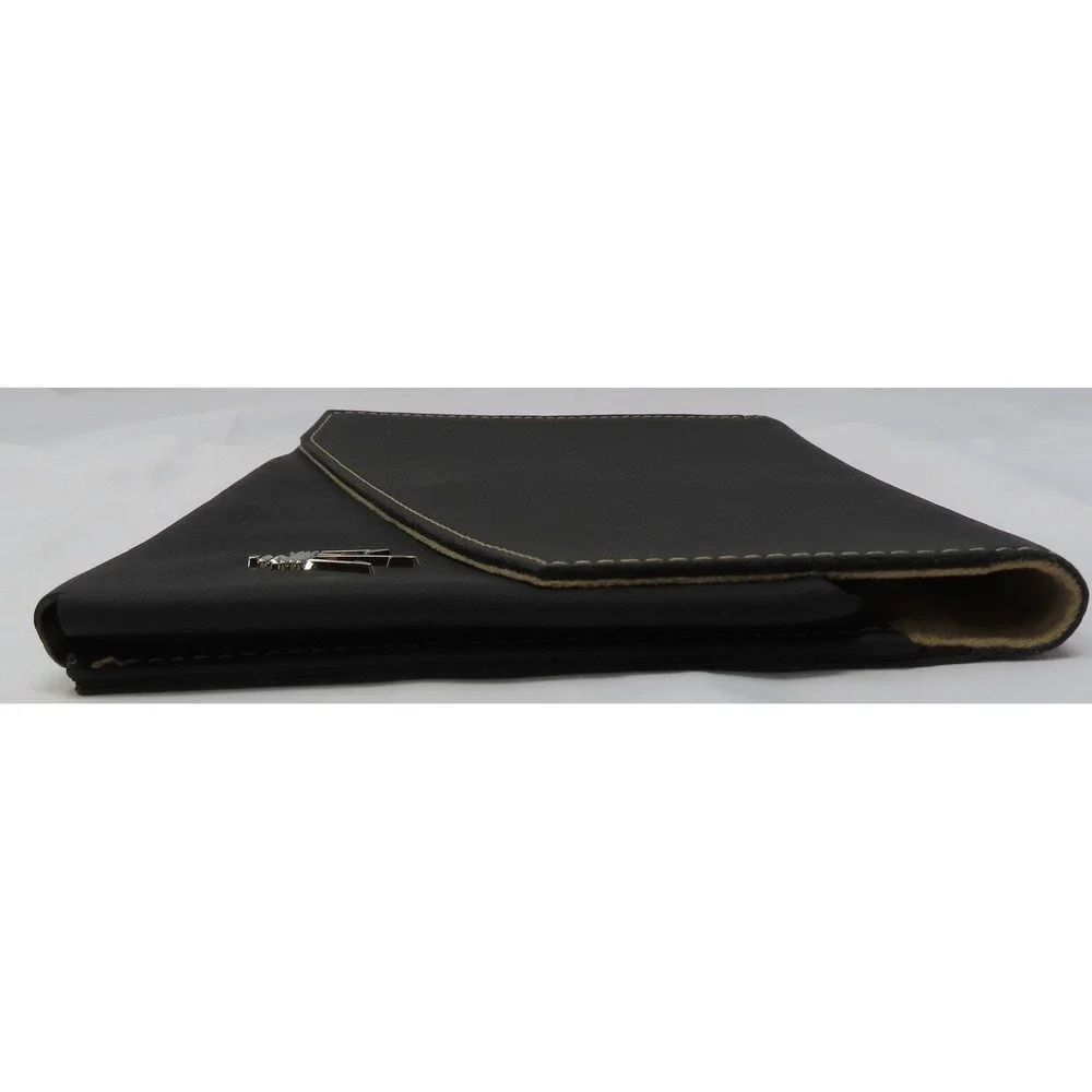 Maserati Black Leather Owners Manual Case Portfolio Document Holder Trident Logo